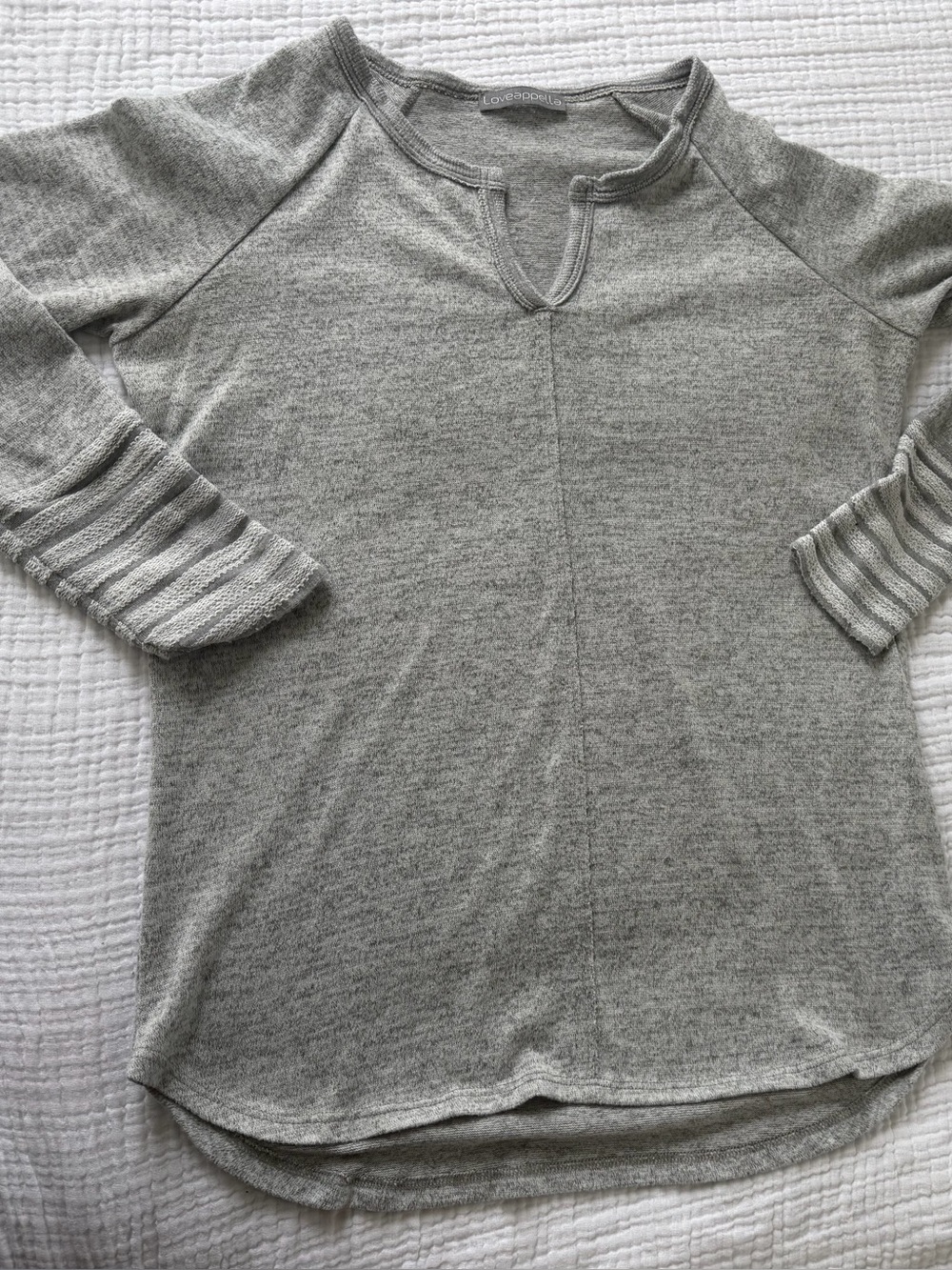 Loveappella Tiffina Knit Top w Embroidered Sleeves